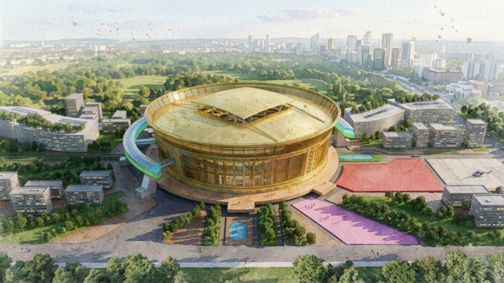 Hung Vuong Stadium watercolor render
